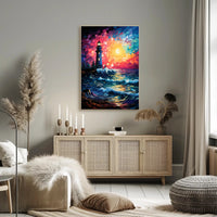 Lighthouse At Sunset Poster