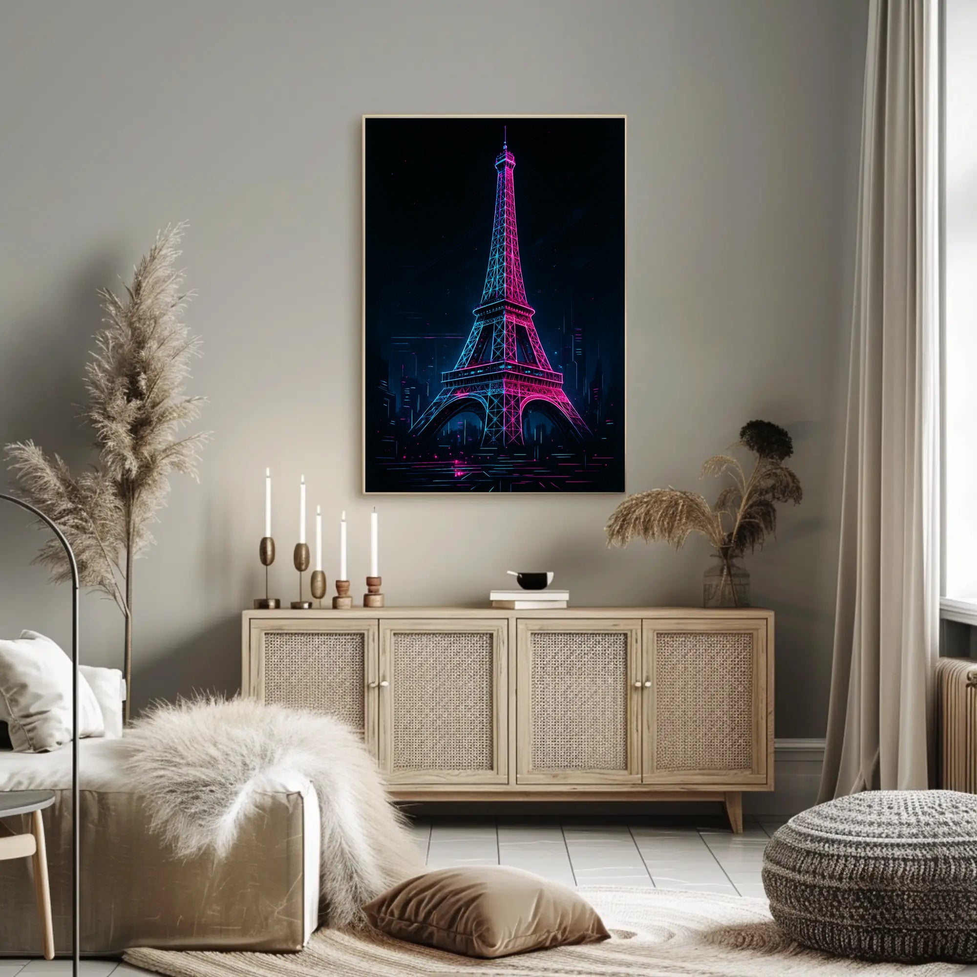 Neon Dreams Eiffel Tower Poster PosterGoat