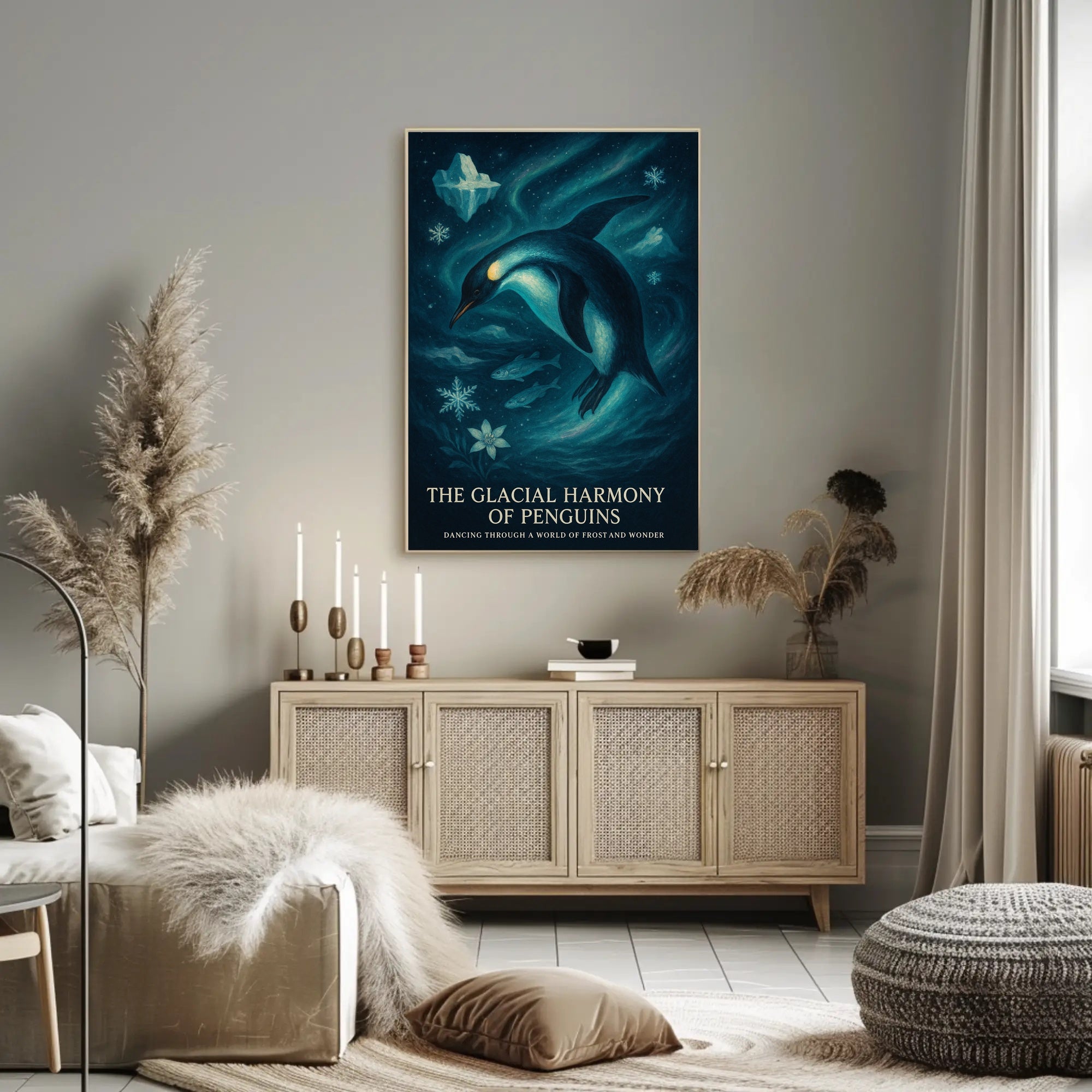 Glacial Harmony Penguins Wall Art Print