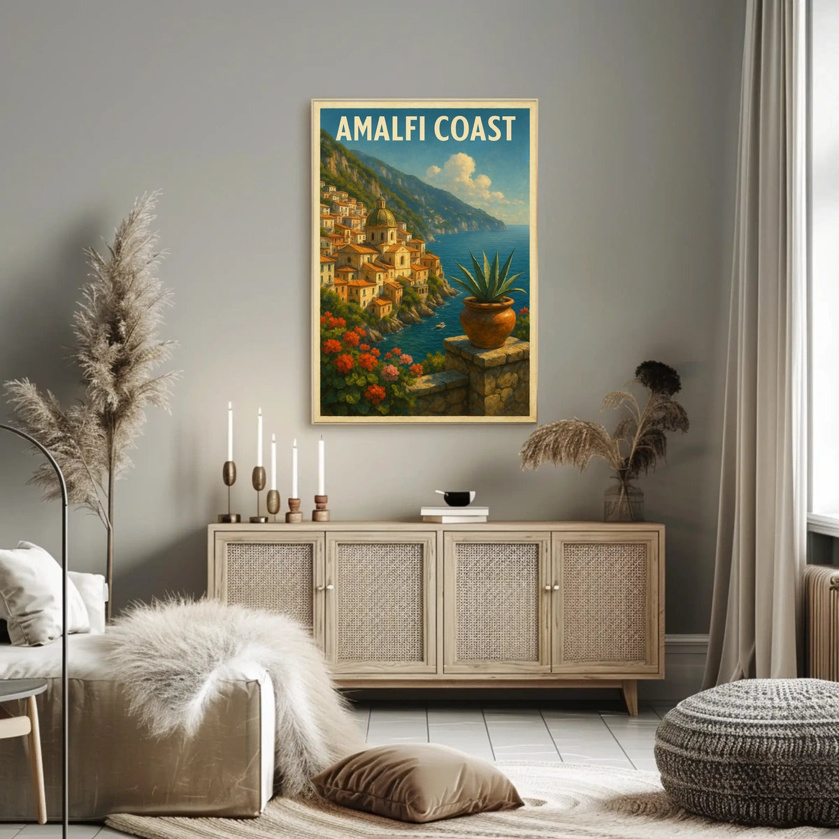 Amalfi Coast Poster Wall Art For Coastal Home Decor