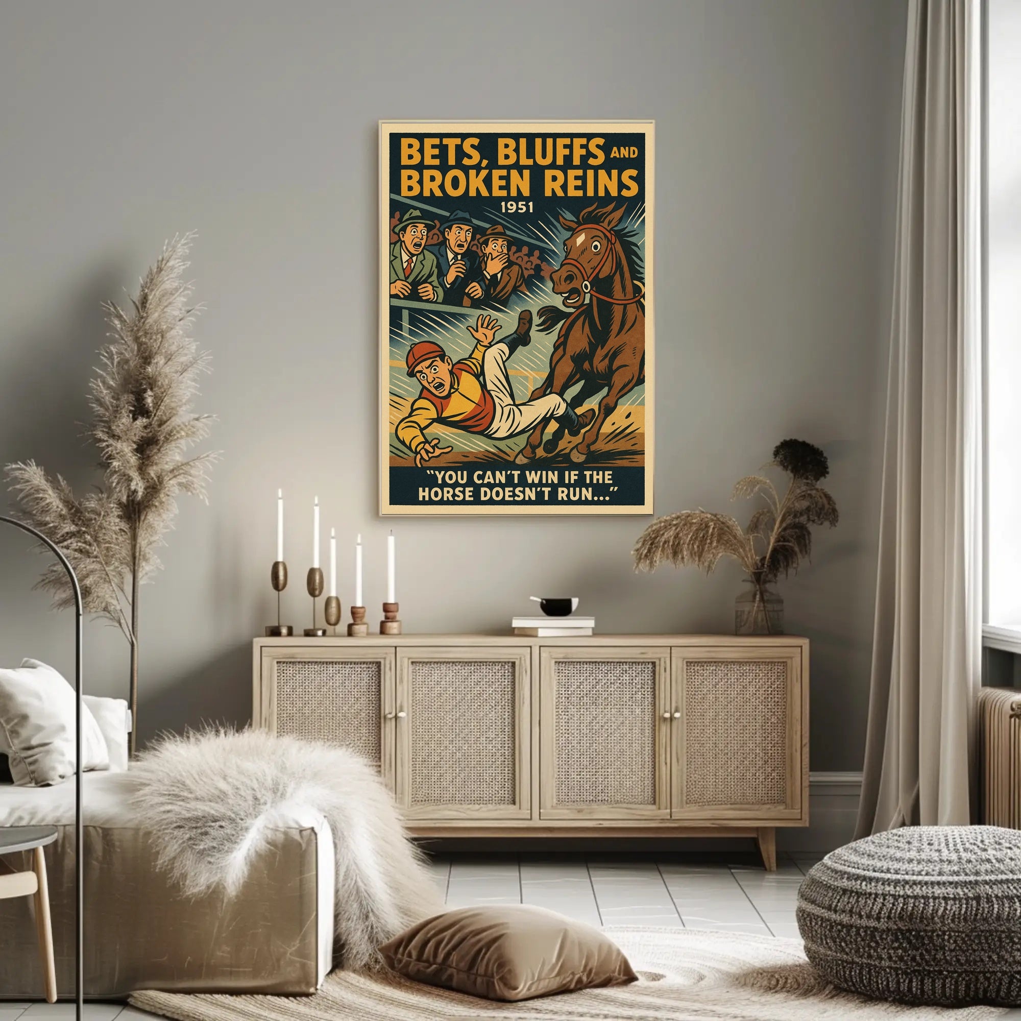 Bets Bluffs and Broken Reins 1951 Sports Poster