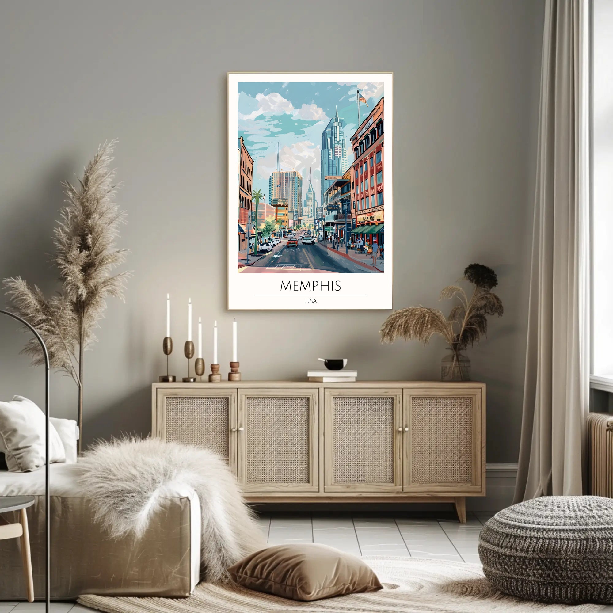 Memphis Cityscape Poster PosterGoat