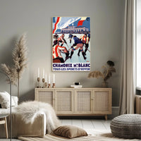 Chamonix Mont Blanc Vintage Sports Scene Poster PosterGoat