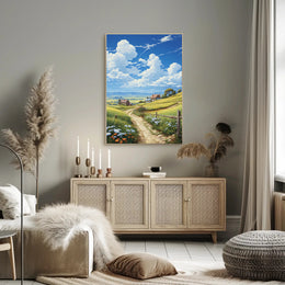Idyllic Countryside Landscape Bright Artistic Rural Poster