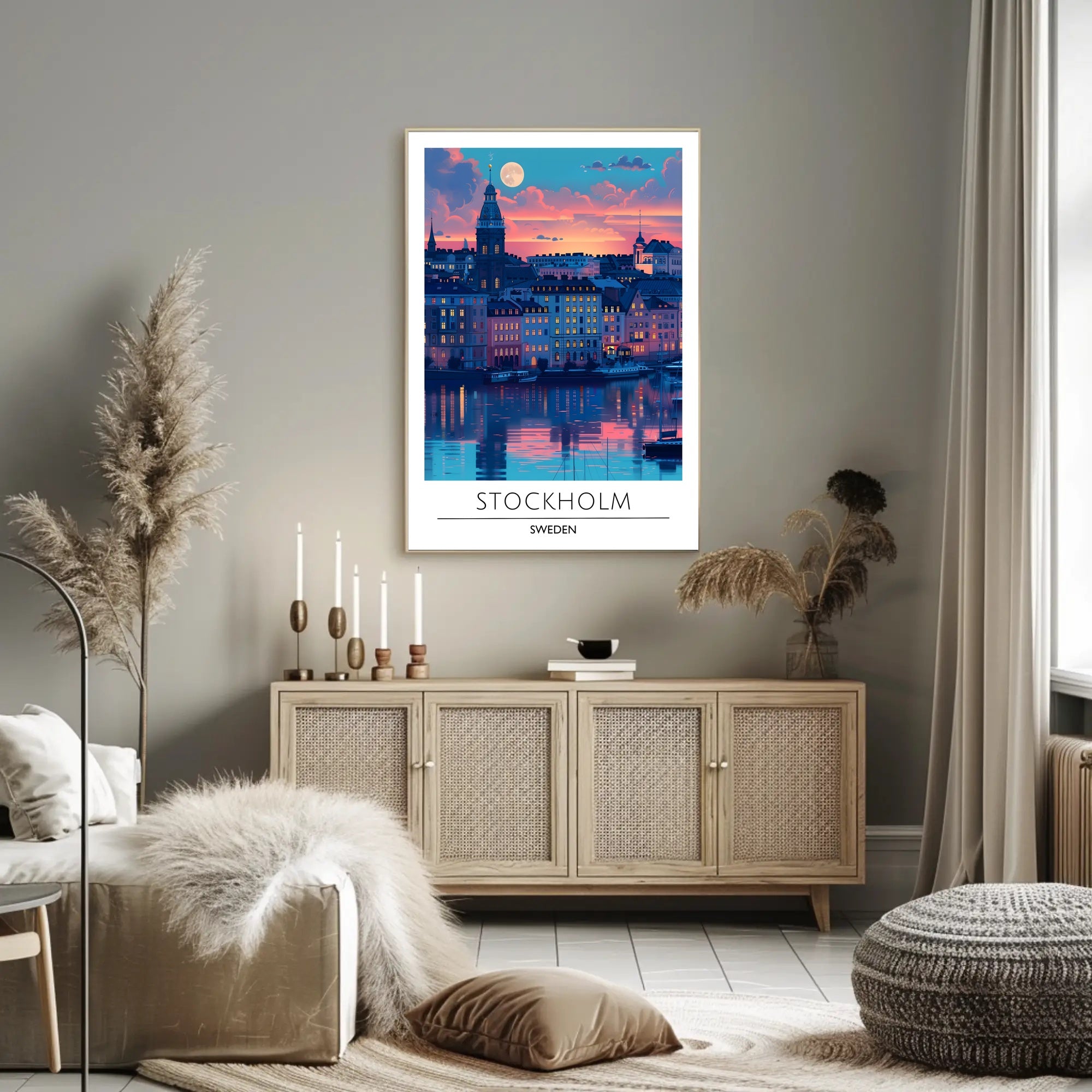 Stockholm Sunset Cityscape: Urban or Cityscape Poster