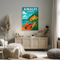Amalfi Coast Adventure Poster Wall Art Coastal Decor 18x24
