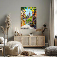 Spain Barcelona Sagrada Familia Street View City Poster