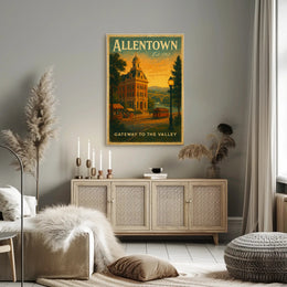 Historic Allentown Vintage Urban Cityscape Travel Poster