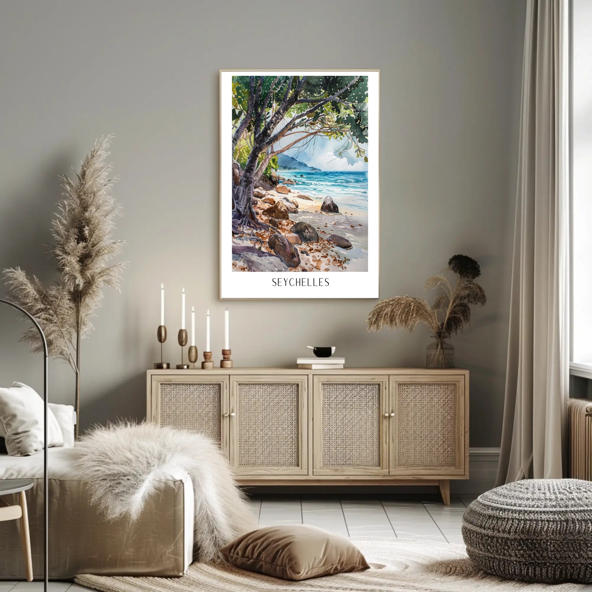 Secluded Seychelles Beach Scenery Travel Poster PosterGoat