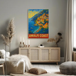 Amalfi Coast Poster Wall Art 18x24 Coastal Decor Gift Ready