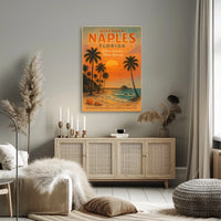 Naples Beach Vintage Travel Poster