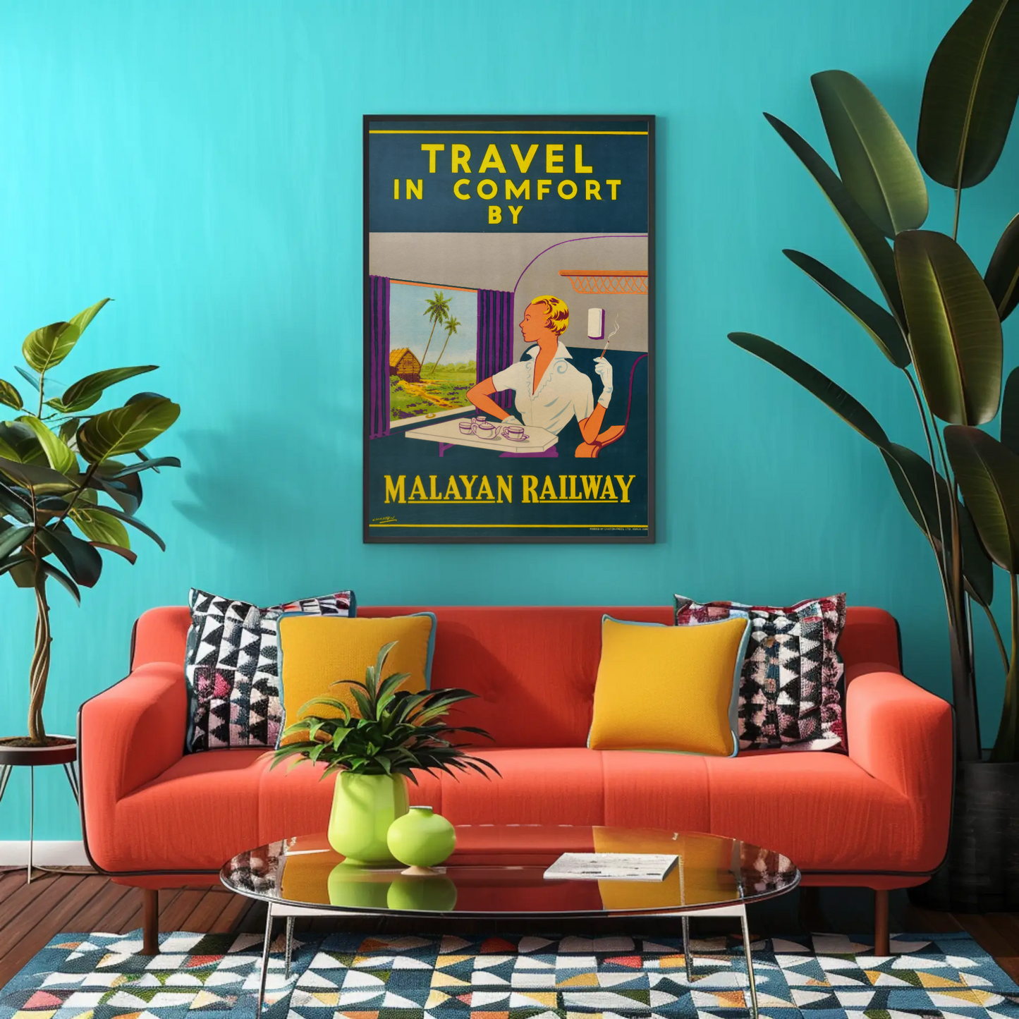 Malayan Railway - Travel in Comfort Vintage Travel Poster