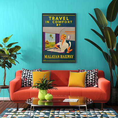 Malayan Railway - Travel in Comfort Vintage Travel Poster