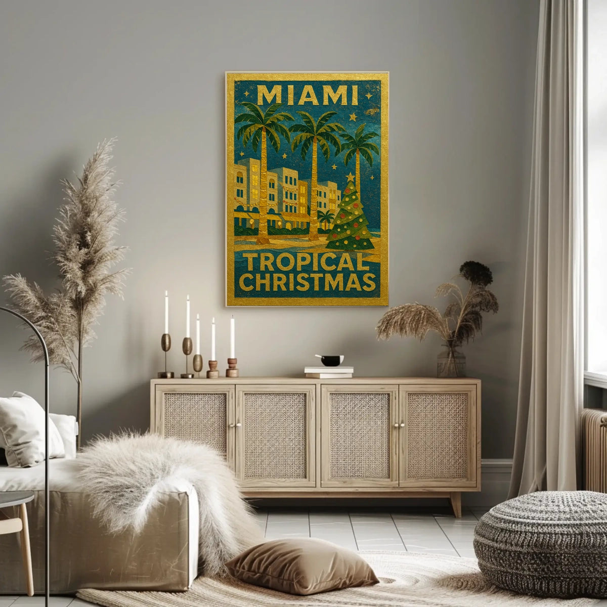Miami Tropical Christmas Poster
