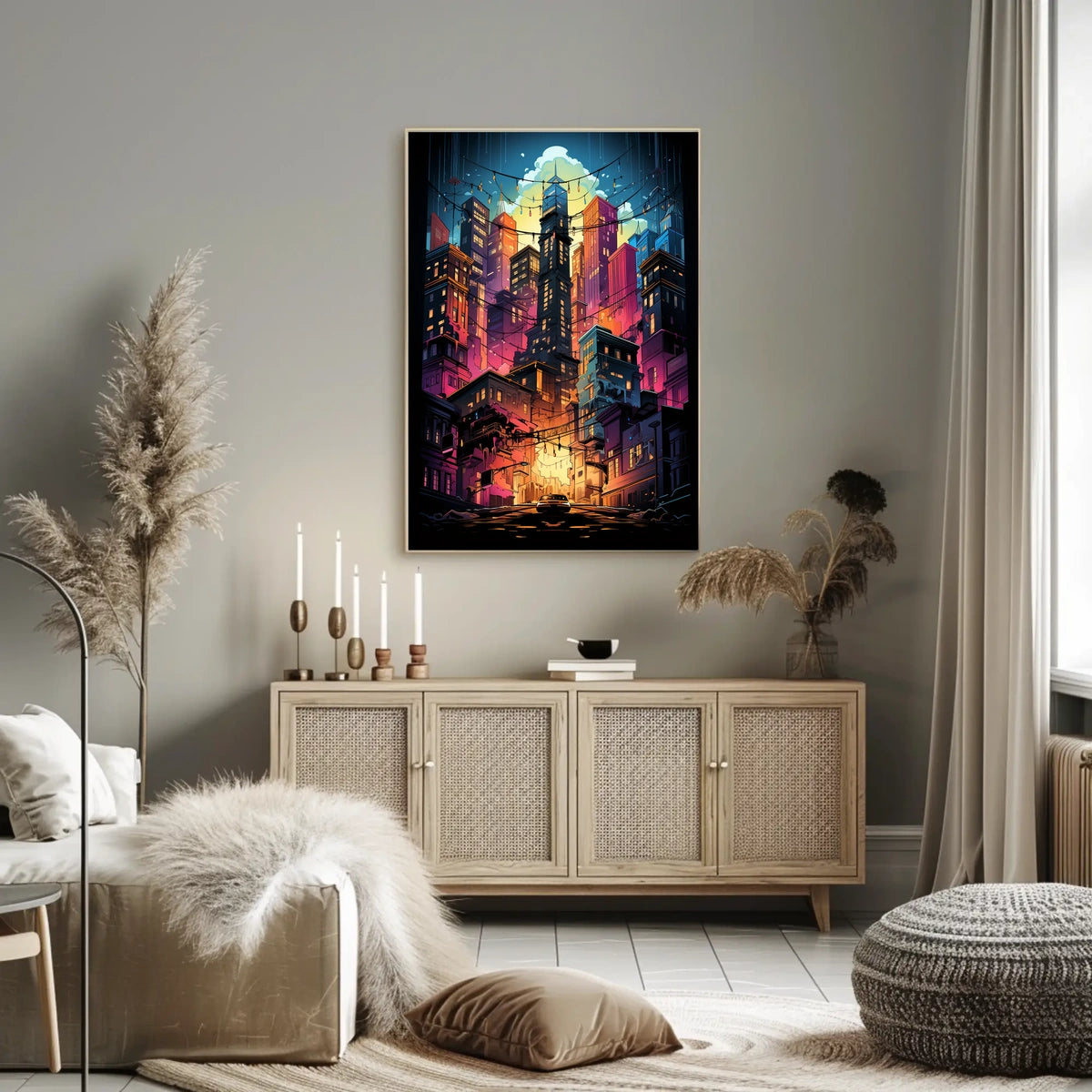 Vibrant Cityscape At Dusk Poster