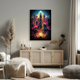 Vibrant Cityscape At Dusk Poster