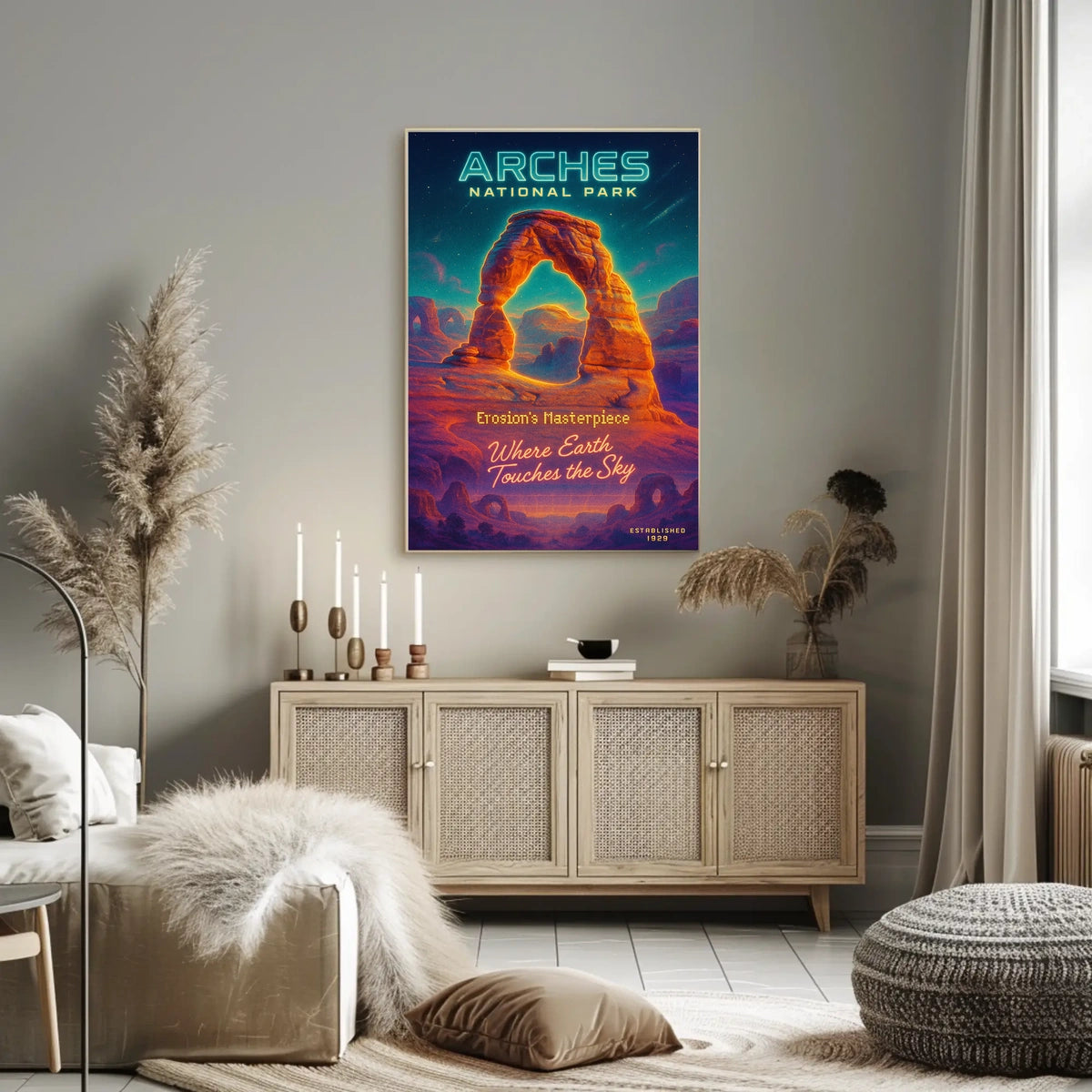 Arches National Park Starry Night Vintage Travel Poster