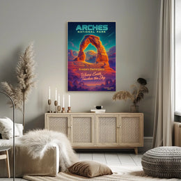 Arches National Park Starry Night Vintage Travel Poster