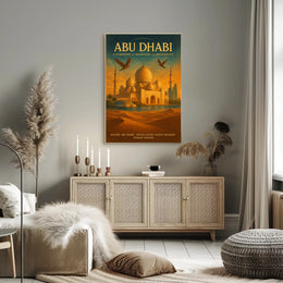 Abu Dhabi's Iconic Blend: Cultural Cityscape Travel Poster