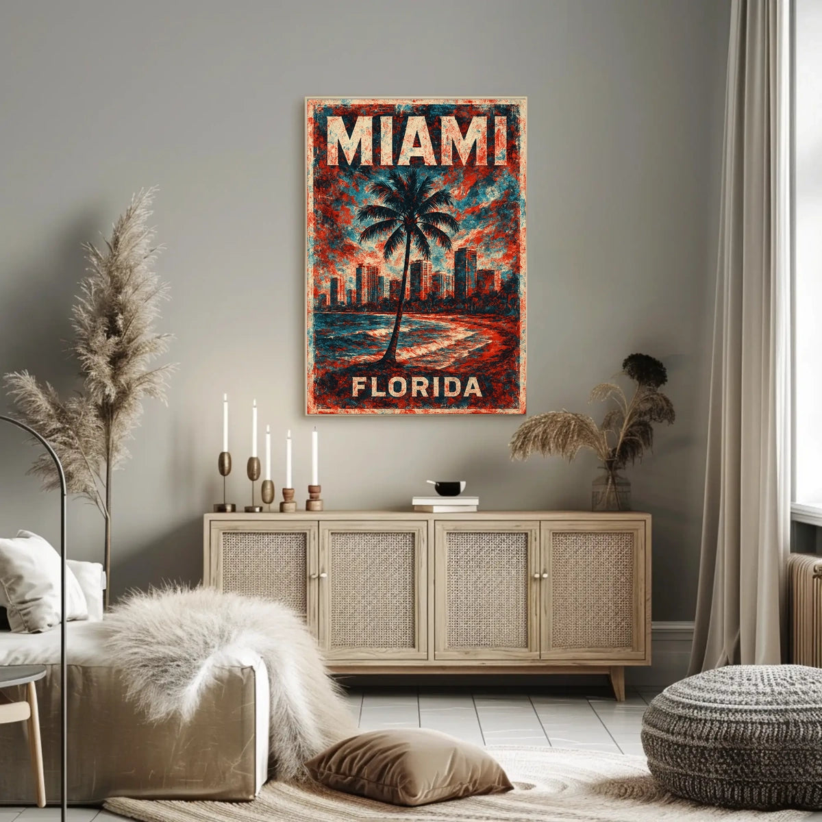 Miami Vibes Tropical Retro Wall Art Poster