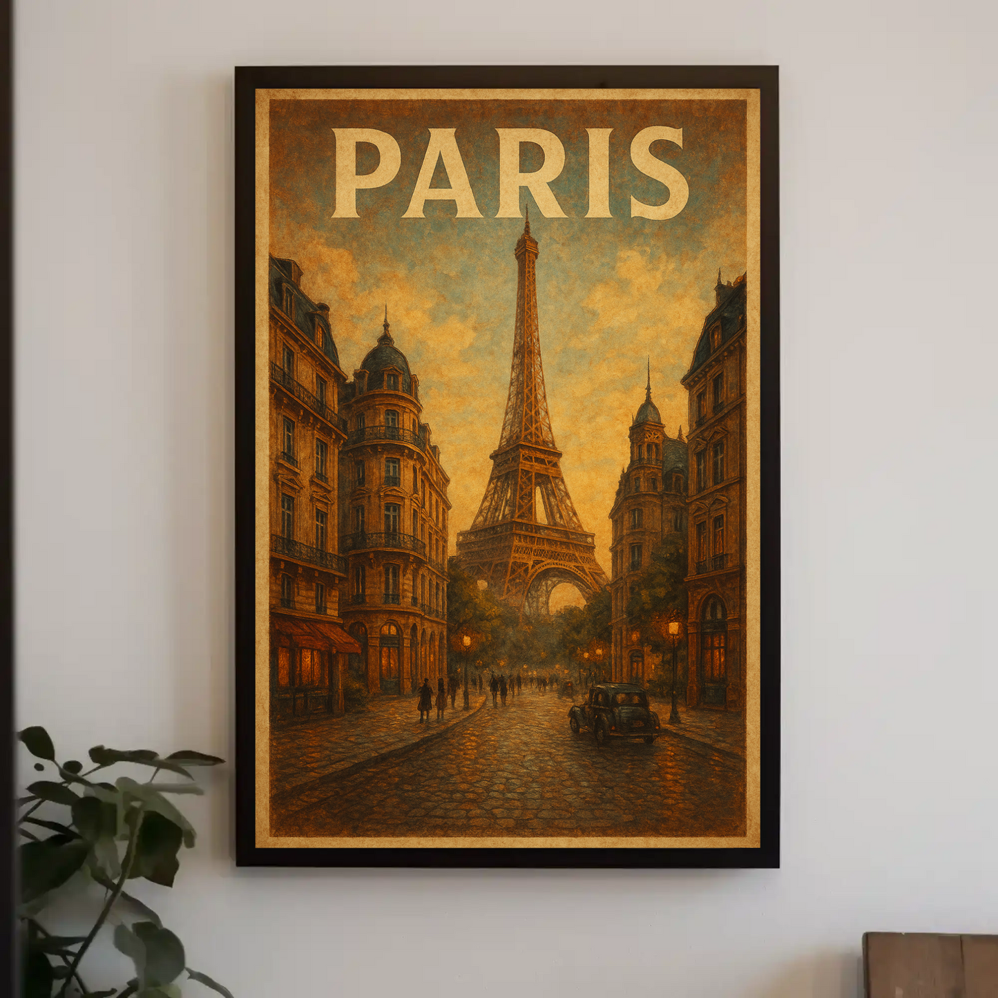 Paris Eiffel Tower Evening Travel Poster