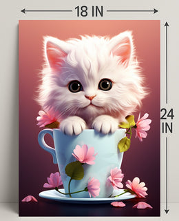 Kitten In A Teacup Poster PosterGoat