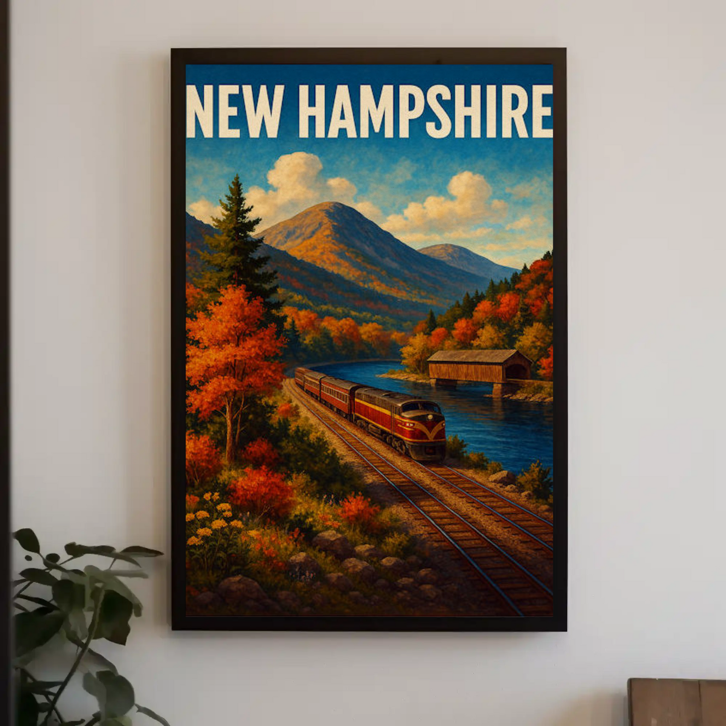 New Hampshire Mountain Train Autumn Scenic Railway Travel Poster Travel Poster