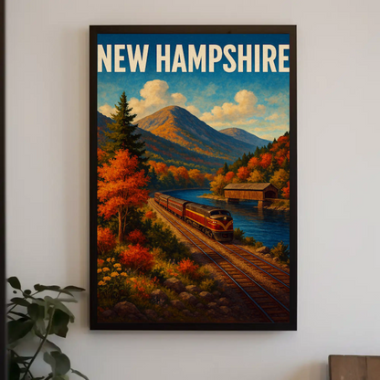 New Hampshire Mountain Train Autumn Scenic Railway Travel Poster Travel Poster
