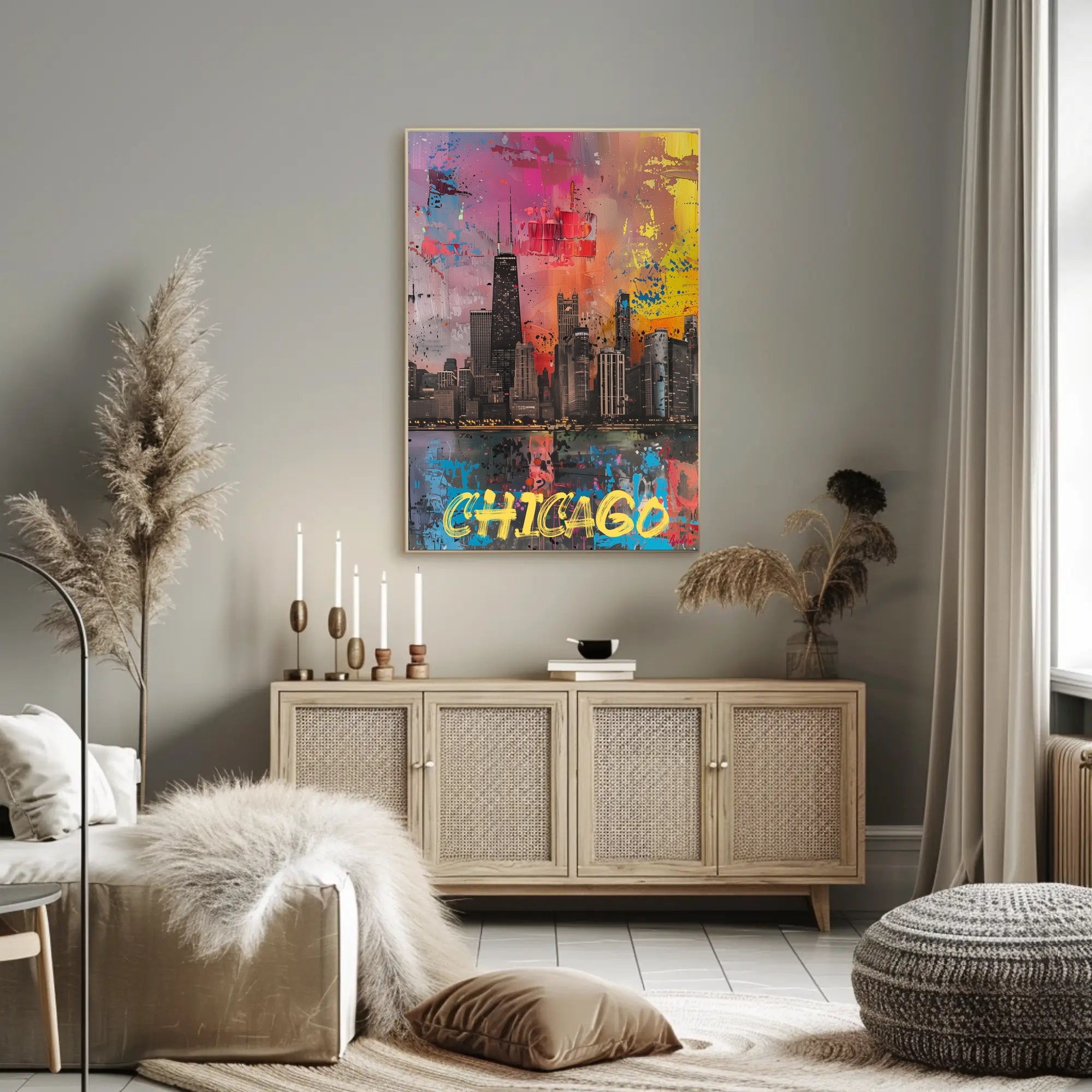Chicago Skyline in Vibrant Abstract Urban or Cityscape Poster