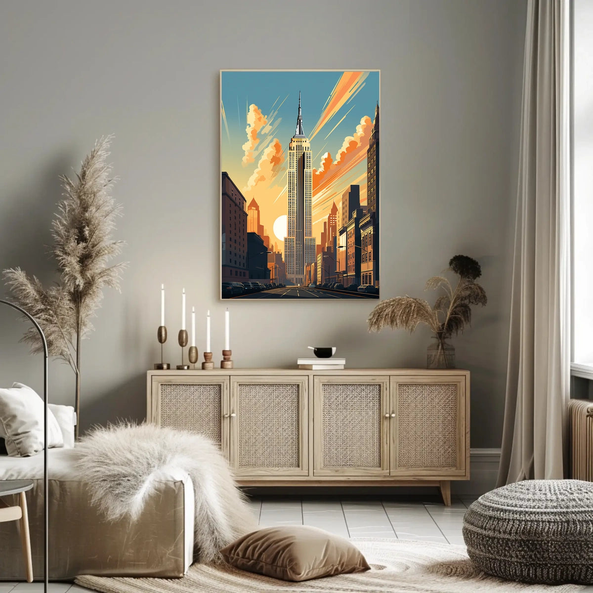 Empire Sunset Skyscraper Travel Poster