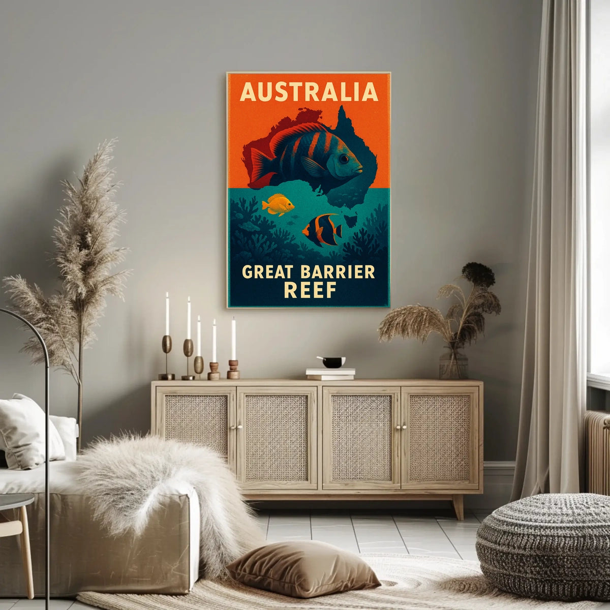 Great Barrier Reef Vintage Travel Adventure Poster
