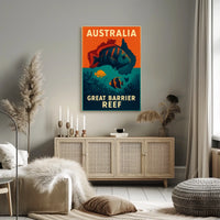 Great Barrier Reef Vintage Travel Adventure Poster