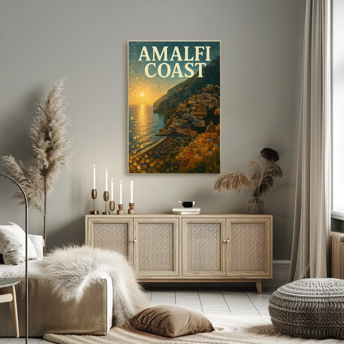 Amalfi Coast Sunset Poster 18x24 Premium Wall Art Decor