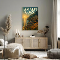 Amalfi Coast Sunset Poster 18x24 Premium Wall Art Decor