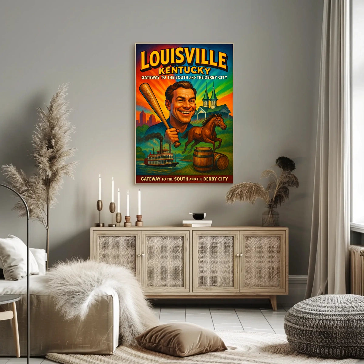 Louisville Kentucky Gateway Southern Cityscape Scenic Travel Wall Art Souvenir Poster