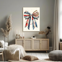 Patriotic Large Coquette Bow Wall Art American Flag Poster