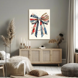 Patriotic Large Coquette Bow Wall Art American Flag Poster