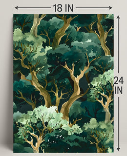 Lush Green Forest Abstract Artistic Poster