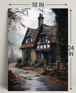 Enchanted Cottage In The Mist Poster