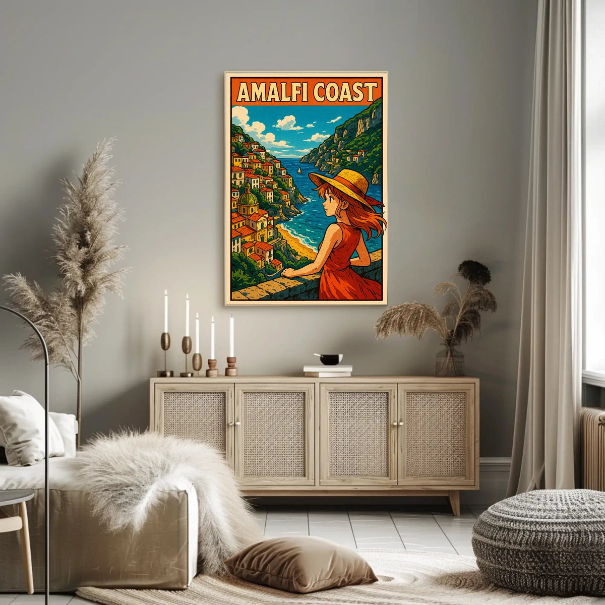 Amalfi Coast Illustration Poster Museum Quality Print