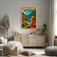 Amalfi Coast Illustration Poster Museum Quality Print