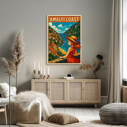 Amalfi Coast Illustration Poster Museum Quality Print