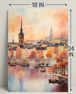 Serene Cityscape At Sunset Poster