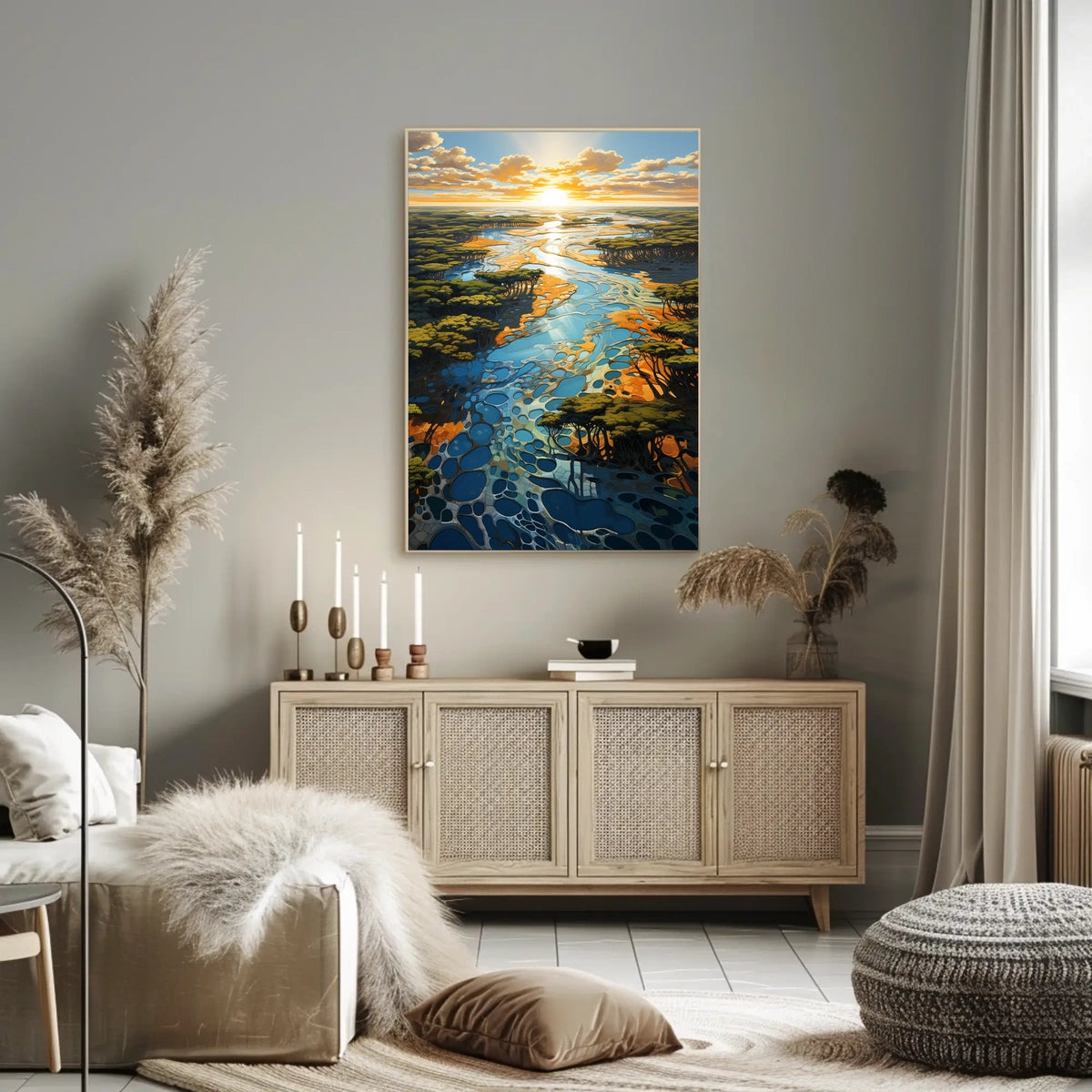 Serene River Landscape Poster