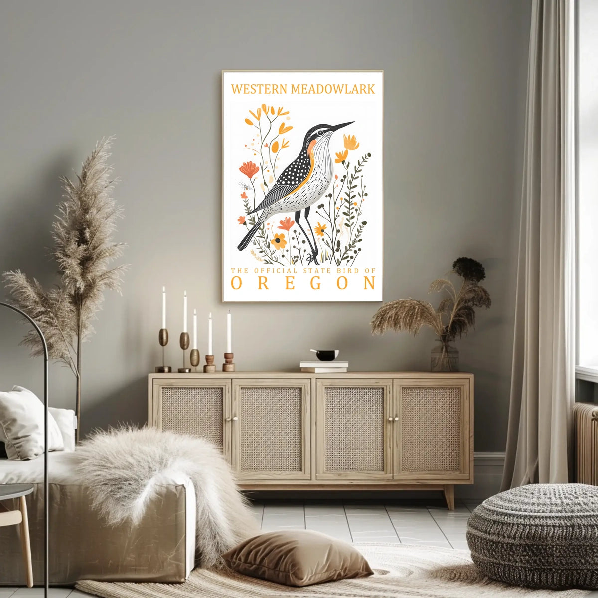 Western Meadowlark Oregon State Bird Art Poster