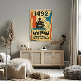 1492 Voyage Discovery Historical Vintage Art Poster