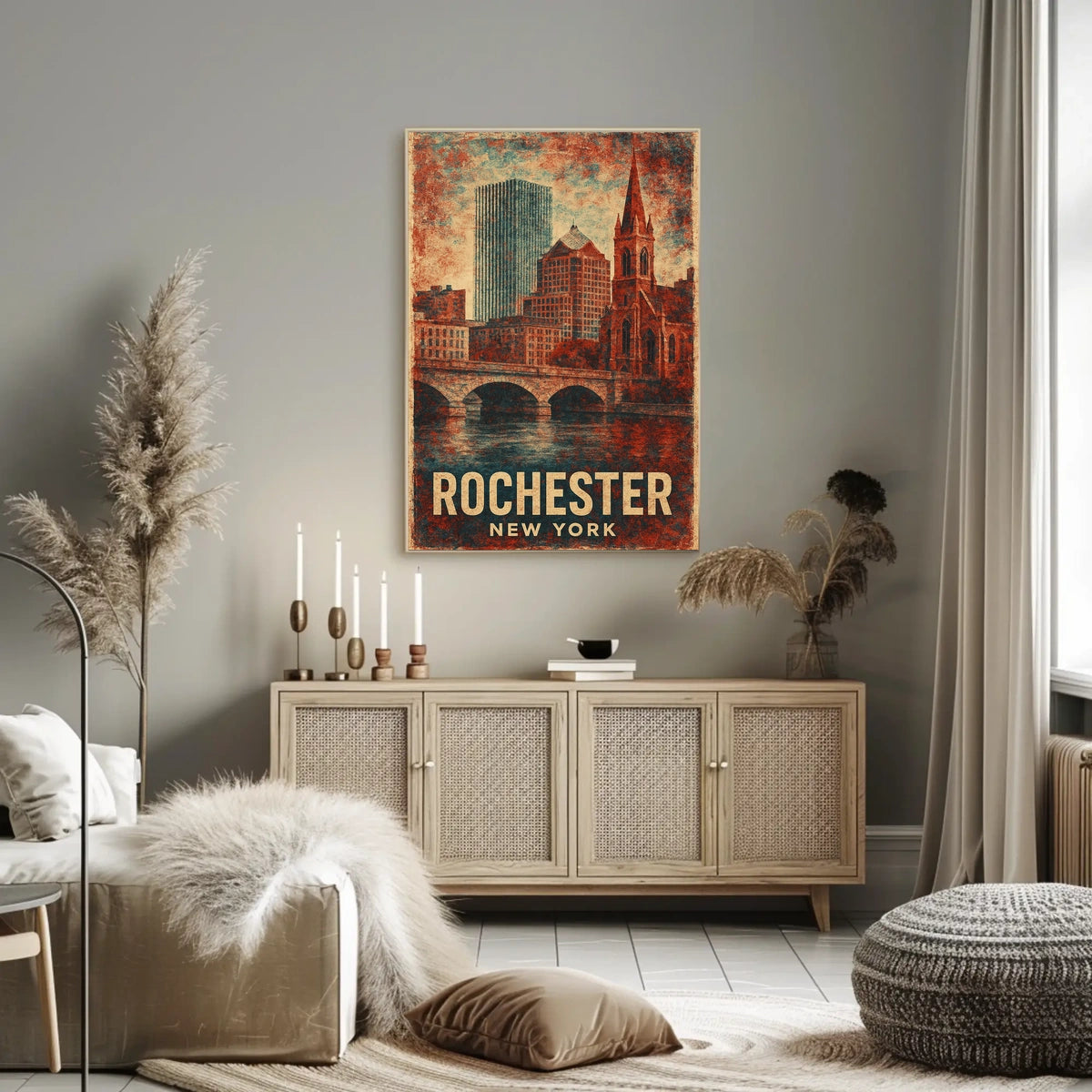 Rochester Architecture Vintage Travel Art Poster