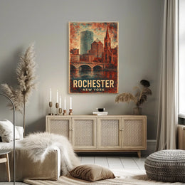 Rochester Architecture Vintage Travel Art Poster