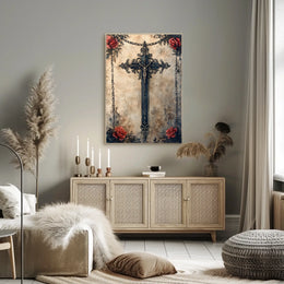 Intricate Christian Symbolism Cross Poster