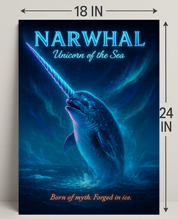 Mystical Narwhal Night Fantasy or Mythology Poster